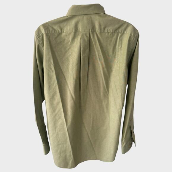 L.L. Bean Trim Fit Large Tall Green Button Front Mens Shirt 100% Cotton - Picture 5 of 9